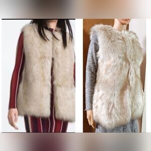 ❤️ LAST ❤️NWT ZARA FAUX FUR WAISTCOAT VEST COAT
